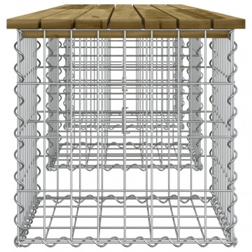 Bancă grădină, design gabion, 203x44x42 cm, lemn pin impregnat - Img 4