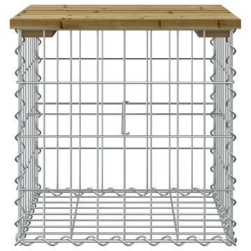 Bancă grădină, design gabion, 43x44x42 cm, lemn pin impregnat - Img 3