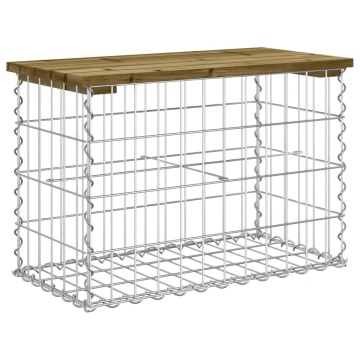 Bancă grădină, design gabion, 63x31,5x42 cm, lemn pin impregnat - Img 8