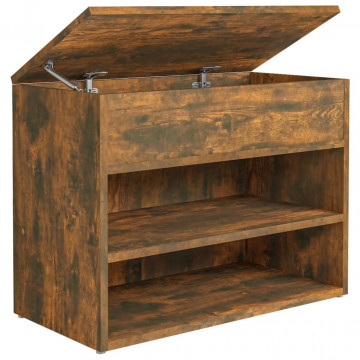 Bancă pentru pantofi stejar fumuriu 60x30x45 cm lemn prelucrat - Img 2