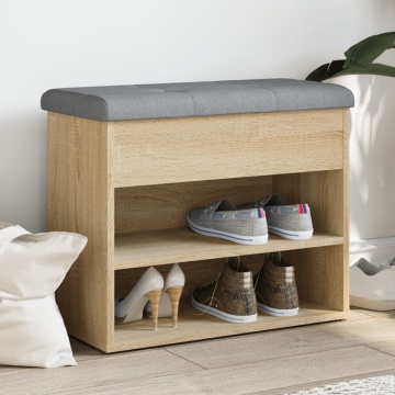 Bancă pentru pantofi stejar sonoma 62x32x50 cm lemn prelucrat - Img 1