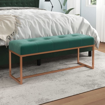 Bancă, verde închis, 110x36x45 cm, catifea - Img 1