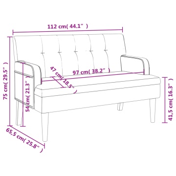 Banchetă cu spătar, alb, 112x65,5x75 cm piele ecologică - Img 7