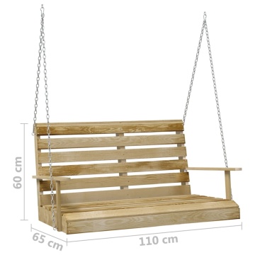 Banchetă leagăn, 110 cm, lemn de pin tratat - Img 5