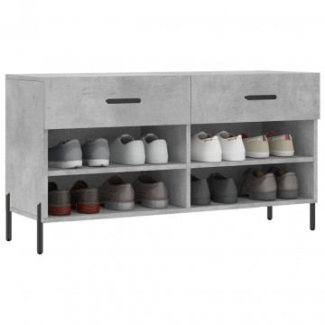 Bancheta pantofar, gri beton, 102x35x55 cm, lemn prelucrat - Img 3
