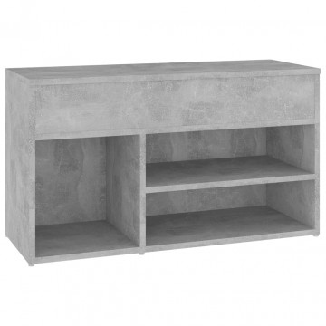 Banchetă pantofar, gri beton, 80x30x45 cm, PAL - Img 2