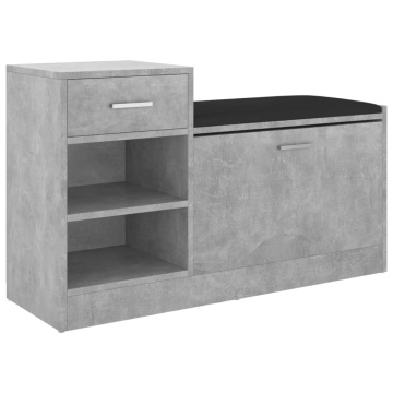 Banchetă pantofar, gri beton, 94,5x31x57 cm, lemn prelucrat - Img 2