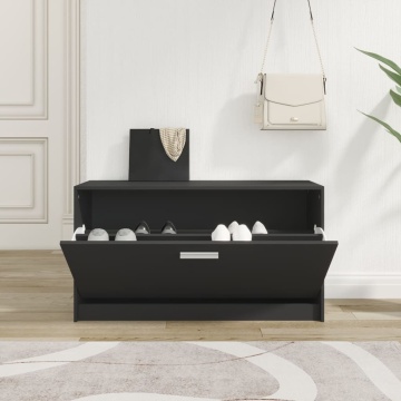 Bancheta pantofar, negru, 80x24x45 cm, lemn prelucrat - Img 3