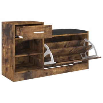 Banchetă pantofar, stejar afumat, 94,5x31x57 cm, lemn prelucrat - Img 5