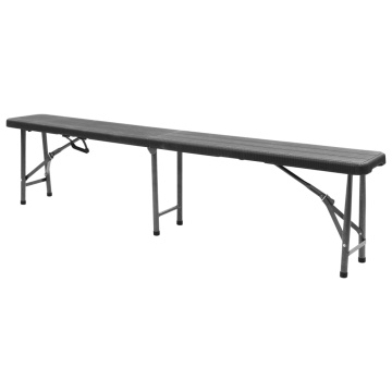 Bănci de grădină pliabile, 2 buc., negru, 180 cm, HDPE - Img 4
