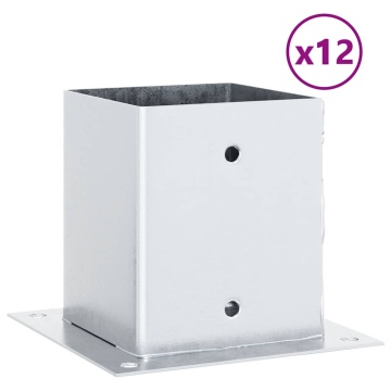 Baze stâlp pătrate 12 buc Argintiu 101x101 mm Oțel galvanizat - Img 2