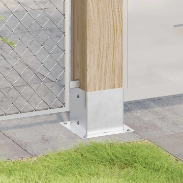 Baze stâlp pătrate 4 buc Argintiu 141x141 mm Oțel galvanizat - Img 3