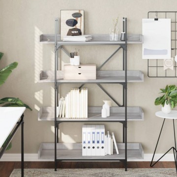 Bibliotecă 4 niveluri gri sonoma 100x33x145,5 cm lemn prelucrat - Img 2