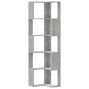 Bibliotecă 5 niveluri gri beton 50x50x179cm lemn prelucrat - Img 2