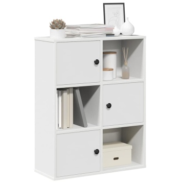 Bibliotecă, alb, 60x24x76,5 cm, lemn prelucrat - Img 1