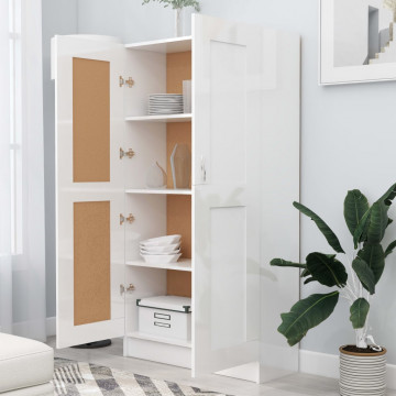 Bibliotecă, alb extralucios, 82,5 x 30,5 x 150 cm, PAL - Img 3