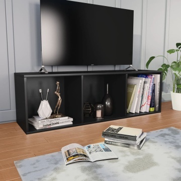 Bibliotecă/Comodă TV, negru, 36 x 30 x 114 cm, PAL - Img 5