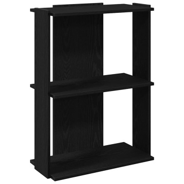Bibliotecă cu 3 etaje, negru, 60x30x80 cm, lemn de prelucrare - Img 2