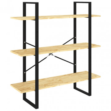 Bibliotecă cu 3 rafturi, 100x30x105 cm, lemn masiv de pin - Img 2