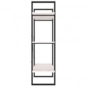Bibliotecă cu 3 rafturi, alb, 100x30x105 cm, lemn masiv de pin - Img 6
