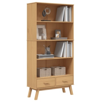 Bibliotecă cu 4 niveluri „OLDEN”, maro, lemn masiv de pin - Img 4
