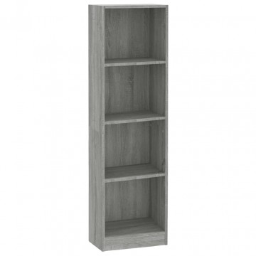 Bibliotecă cu 4 niveluri gri sonoma 40x24x143 cm lemn compozit - Img 2
