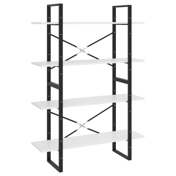 Bibliotecă cu 4 rafturi, alb, 100x30x140 cm, PAL - Img 2