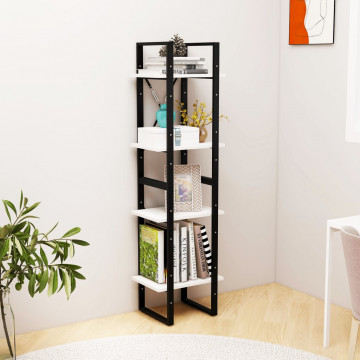Bibliotecă cu 4 rafturi, alb, 40x30x140 cm, lemn masiv de pin - Img 3