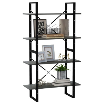 Bibliotecă cu 4 rafturi, gri, 80x30x140 cm, lemn masiv de pin - Img 4
