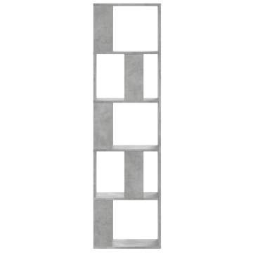 Bibliotecă cu 5 niveluri gri beton 45x23,5x162,5 cm lemn - Img 3