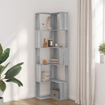 Bibliotecă cu 5 niveluri gri sonoma 50x50x179 cm lemn prelucrat - Img 3