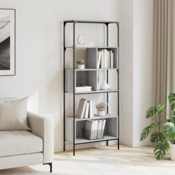 Bibliotecă cu 5 niveluri gri sonoma 76x33x188,5cm lemn compozit - Img 3