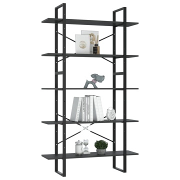 Bibliotecă cu 5 rafturi, gri, 100x30x175 cm, lemn prelucrat - Img 3