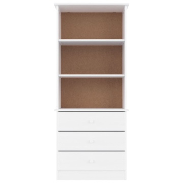 Bibliotecă cu sertare „ALTA”, alb, 60x35x142 cm, lemn masiv pin - Img 3