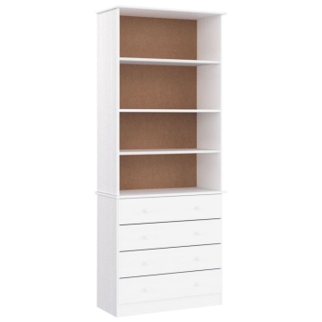 Bibliotecă cu sertare „ALTA” alb 77x35x186,5 cm lemn masiv pin - Img 2