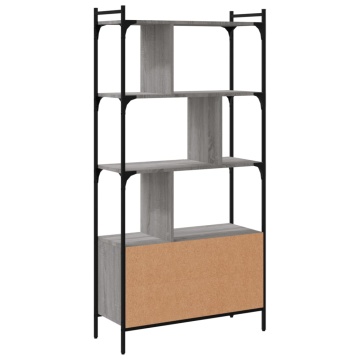Bibliotecă cu uși gri sonoma 76,5x30x154,5 cm lemn compozit - Img 6