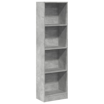 Bibliotecă, gri beton, 40x24x143 cm, lemn prelucrat - Img 2