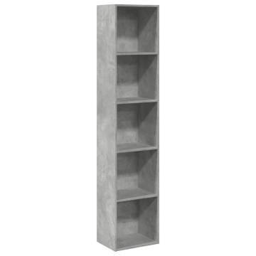 Bibliotecă, gri beton, 40x30x189 cm, lemn prelucrat - Img 2