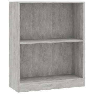 Bibliotecă, gri beton, 60x24x74,5 cm, lemn compozit - Img 2