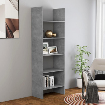 Bibliotecă, gri beton, 60x35x180 cm, PAL - Img 1