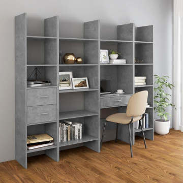 Bibliotecă, gri beton, 60x35x180 cm, PAL - Img 5