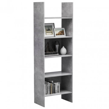 Bibliotecă, gri beton, 60x35x180 cm, PAL - Img 7