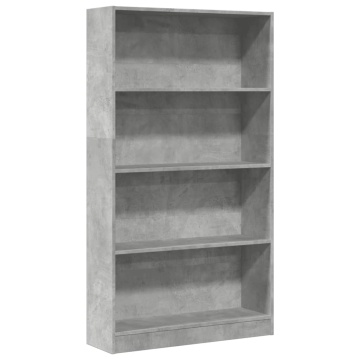 Bibliotecă, gri beton, 80x24x143 cm, lemn prelucrat - Img 2