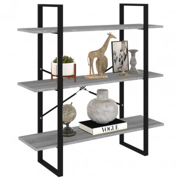Bibliotecă, gri sonoma, 100x30x105 cm, lemn prelucrat - Img 4