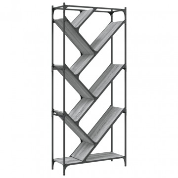 Bibliotecă, gri sonoma, 79x30x180 cm, lemn prelucrat/metal - Img 6