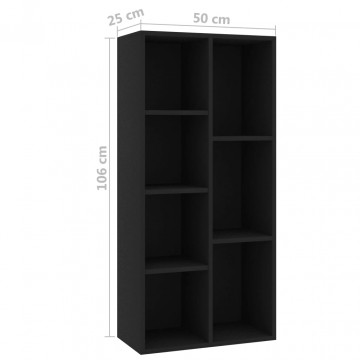 Bibliotecă, negru, 50 x 25 x 106 cm, PAL - Img 5