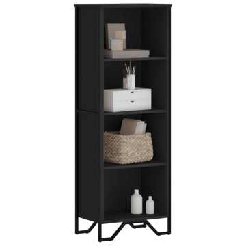 Bibliotecă, negru, 50x31x137,5 cm, lemn prelucrat - Img 1