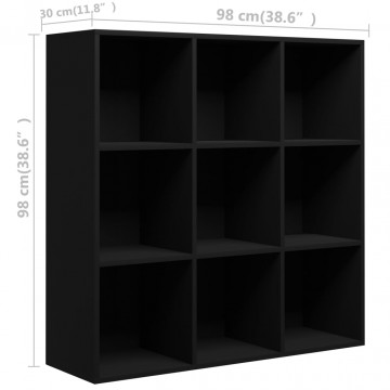 Bibliotecă, negru, 98 x 30 x 98 cm, PAL - Img 5