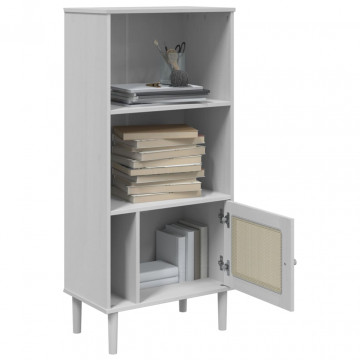 Bibliotecă SENJA aspect ratan alb 60x35x130 cm lemn masiv pin - Img 4