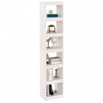 Bibliotecă/Separator cameră, alb, 40x30x199 cm, lemn masiv pin - Img 4